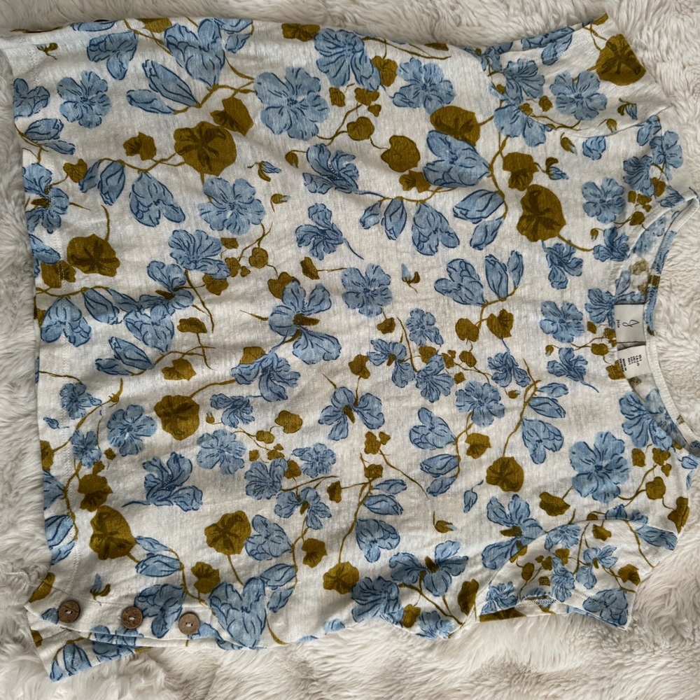 Joie Blue and Olive Floral Blouse